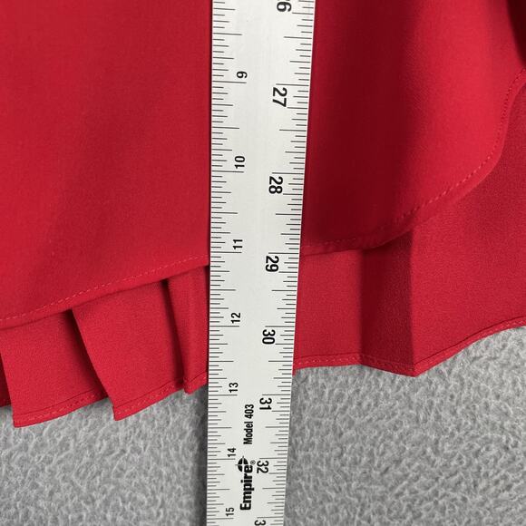 Chicos Shirt Womens 2 Red Pleated Back Tunic Button Front Long Sleeve Blouse - Picture 9 of 9